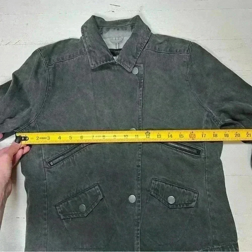 Vintage Calvin Klein Black Wash Denim Biker Style Jacket Women’s Size Small - Picture 10 of 12